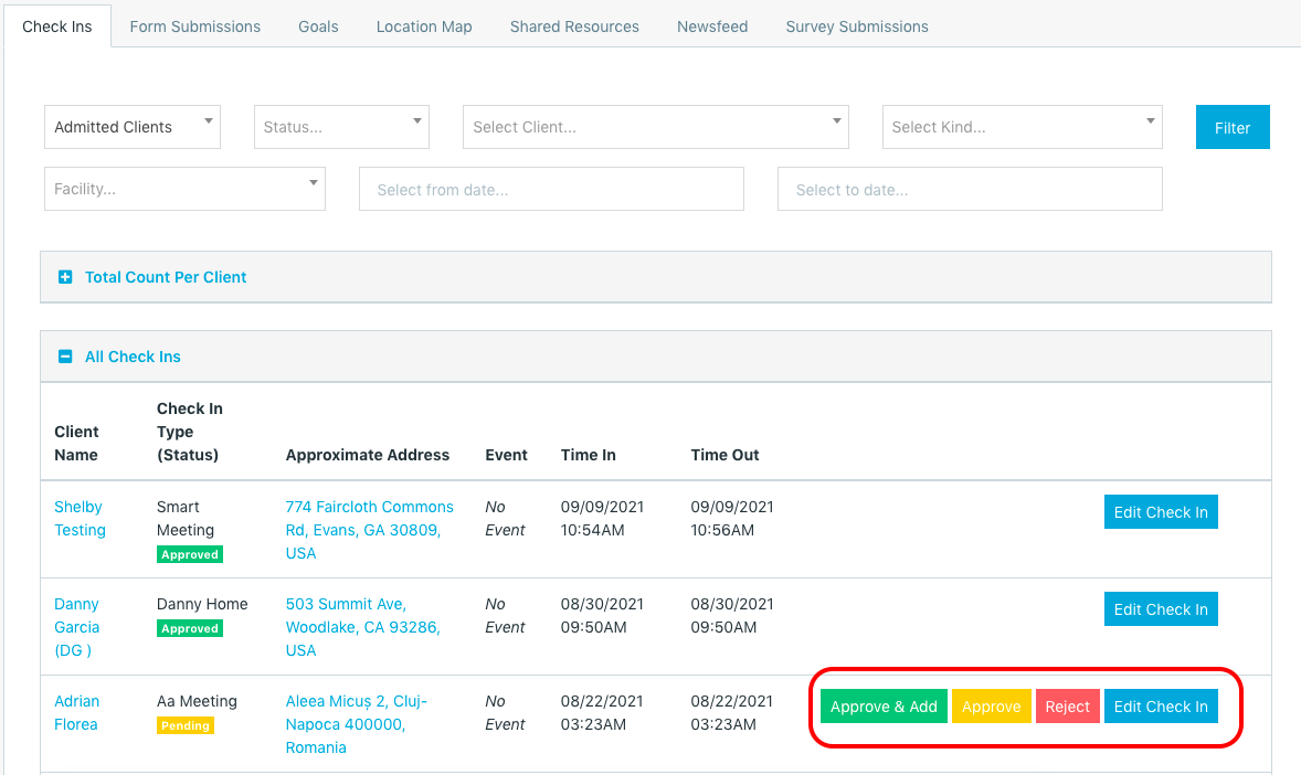 How to Manage Client App Check Ins - Support Meetings / Curfews – One ...